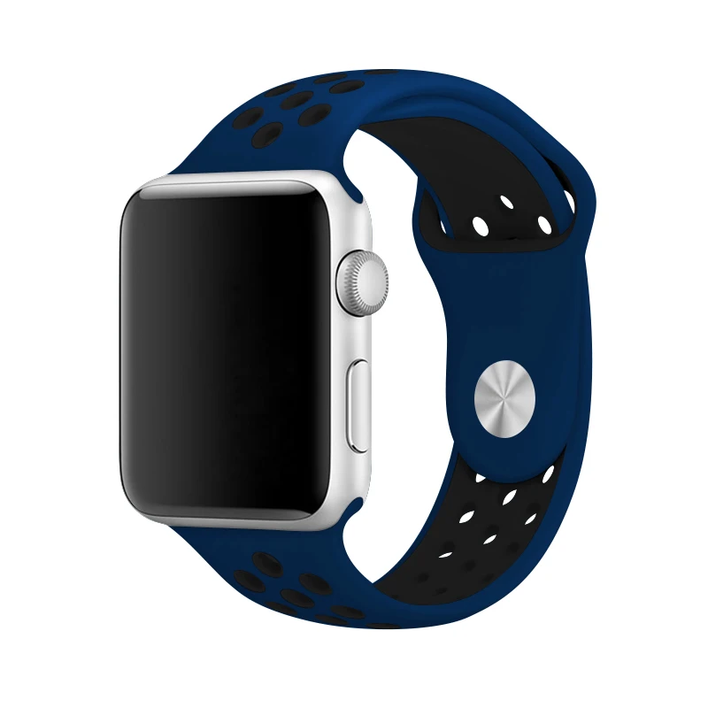 Силиконовый ремешок для часов серый с желтым 40 для Apple Watch Series 4 спортивный ремешок 44 мм наручный ремешок 38 мм 42 мм для Iphone часы - Цвет ремешка: Blue with black