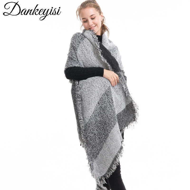 DANKEYISI Scarf Women Shawls Winter Warm Scarf Pashmina Luxury Brand Wraps Wool Cashmere Thick Plaids Hijab Capes Bevel Towel