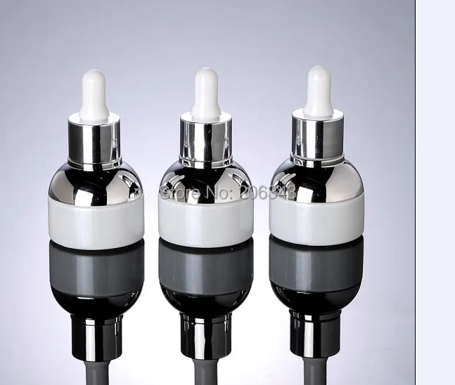 Новое поступление белая стеклянная бутылка капельница 30 мл с серебряным плечом и