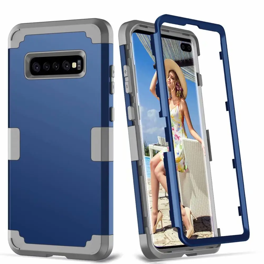 Navy Gray Для samsung Galaxy S10 S9 S8 Plus Note 9 Защитный чехол, LUPHIE противоударный 3 Слои Мягкий Силиконовый прочный защитный чехол Duty чехол для телефона - Цвет: Navy Gray