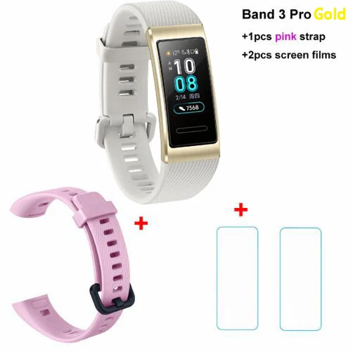 Pro x pink x film Смарт-браслет huawei Band 3/3 Pro, 0,95 дюймов, трекер для плавания, водонепроницаемый, Bluetooth, фитнес-трекер, сенсорный экран - Цвет: Pro x pink x film