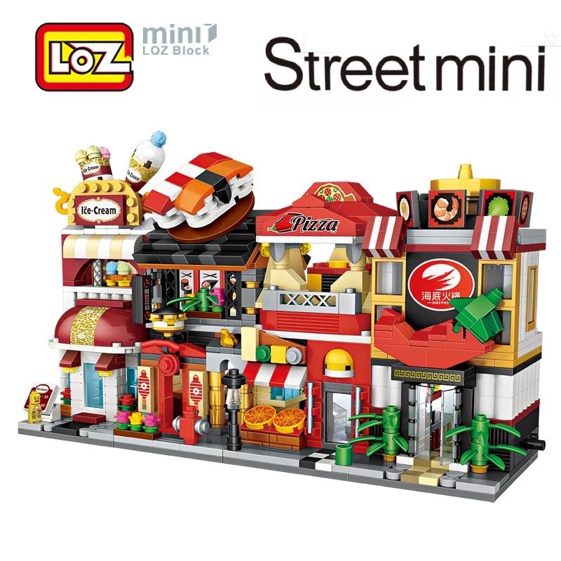 

LOZ Mini Street Town Pizza Sushi Bar Ice cream Shop Restaurant Building Blocks Figure Toy For Children Age 6+ Offical Authorized