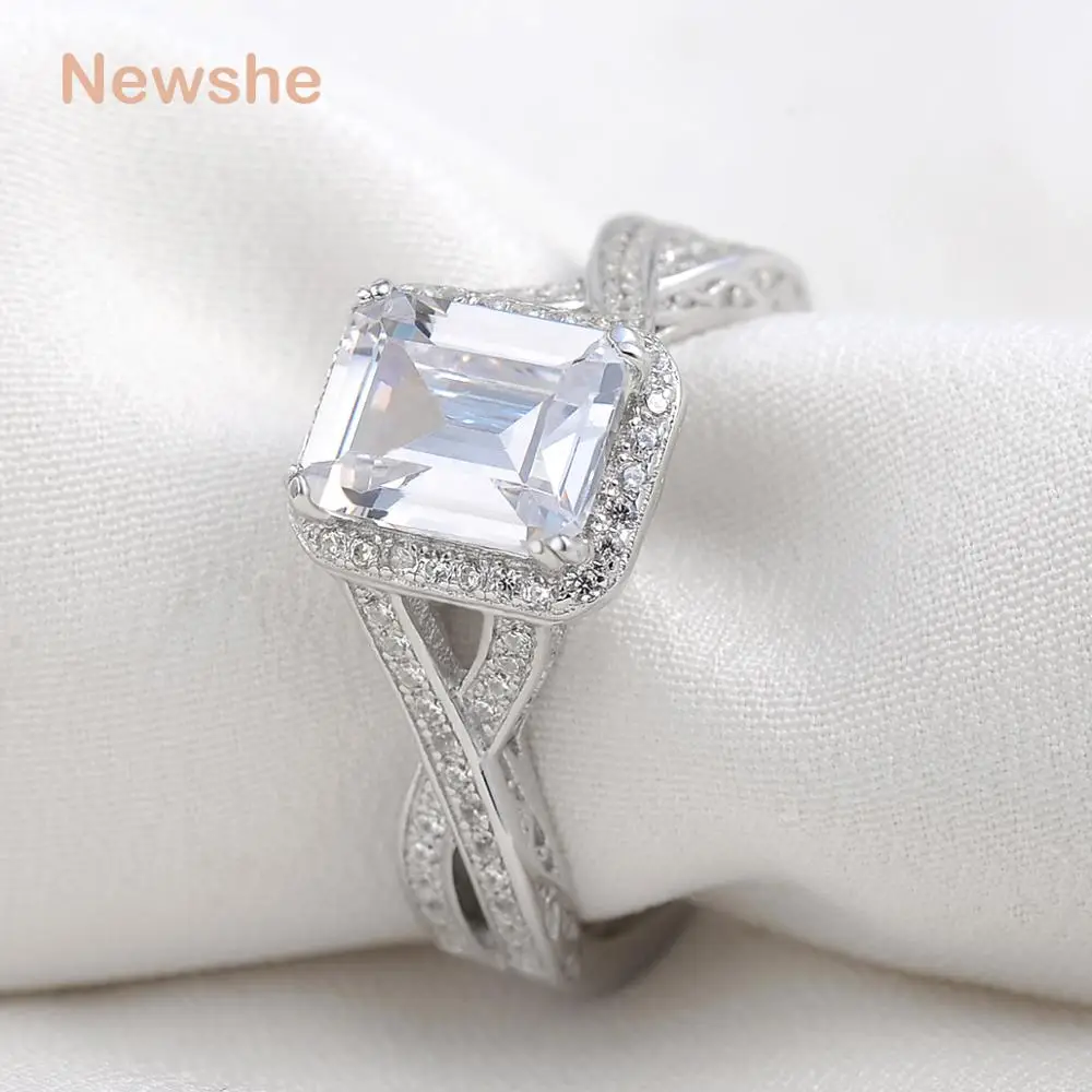 Newshe 925 пробы серебряные обручальные кольца 2 52 карата ААА кубического циркония