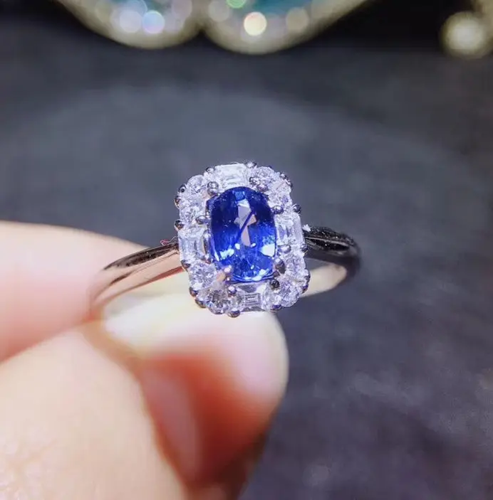 Женское кольцо с природным голубым сапфиром 0.6ct J8123106 | Украшения и аксессуары
