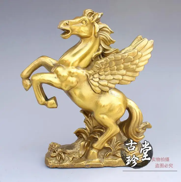 Китайский латунный по феншуй медный Pegasus Fly Horse Wings Lucky Steed статуя животного|Статуи