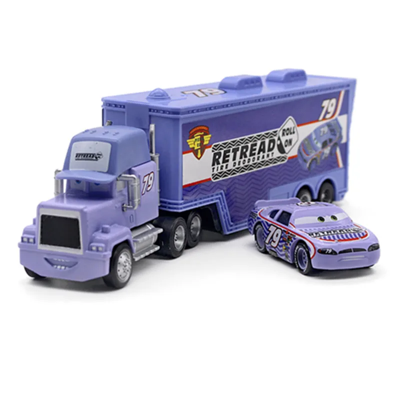 Автомобили disney Pixar 21 стиль Mack Truck+ маленький автомобиль McQueen 1:55 литой под давлением металлический сплав и пластик Модель автомобиля игрушки подарки для детей - Цвет: No 79 (2pcs lot)