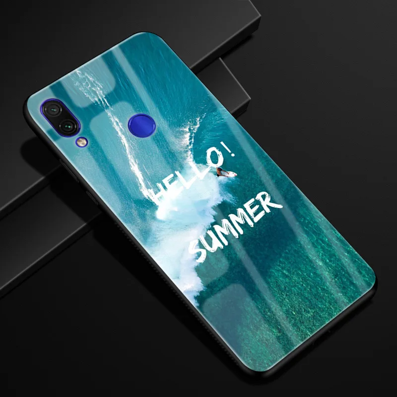a1 Для Xiaomi Redmi Note 7 чехол Модный Жесткий PC стекло задняя крышка для Xiaomi Redmi Note 7 Pro силиконовая рамка Fundas Redmi Note7 Capa - Цвет: a1