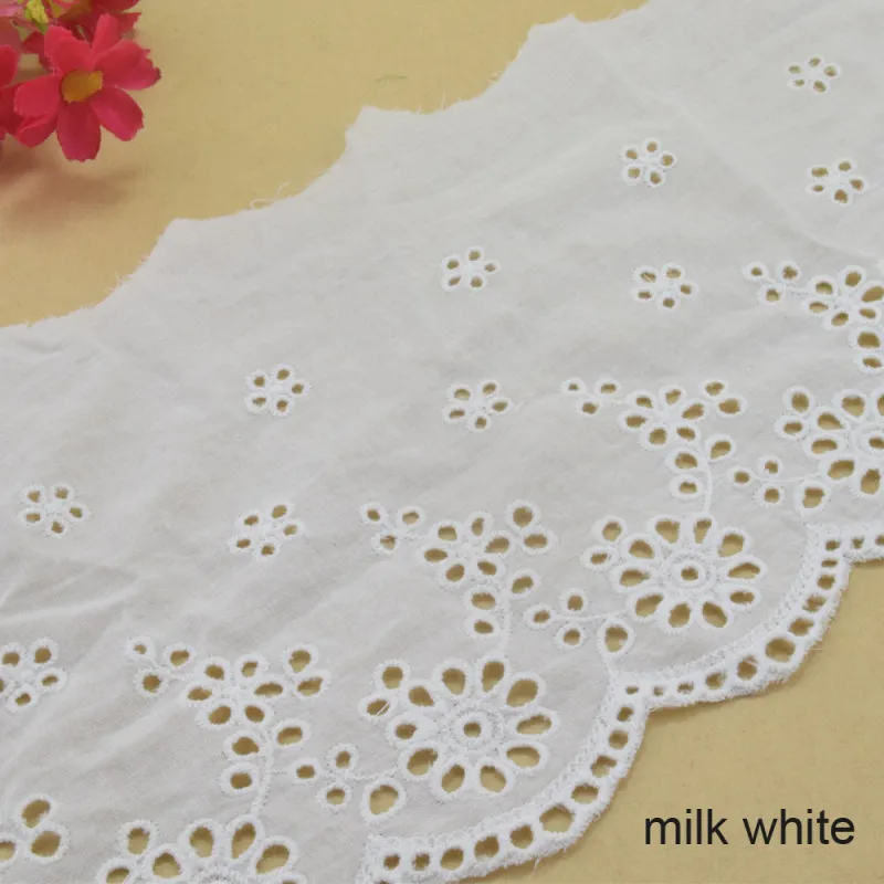 Milk White 13 см в ширину, хлопок, вышивка, кружево, шитье, гипюровые ленты, кружево, африканская кружевная ткань, отделка, основа, вязание, DIY Аксессуары#3755 - Цвет: Milk White