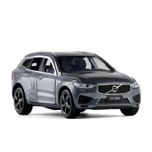 Серый 1:32 VOLVO XC60 SUV Off_road Автомобиль Металлический Игрушечный Автомобиль со звуком светильник вытяжной назад автомобиль детские игрушки - Цвет: Серый