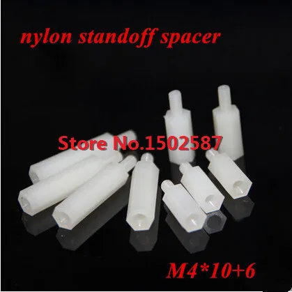 

200pcs/lot M4*10+6 Nylon Hex Standoff Spacer M4 Male x M4 Female 10mm Length Metric Thread