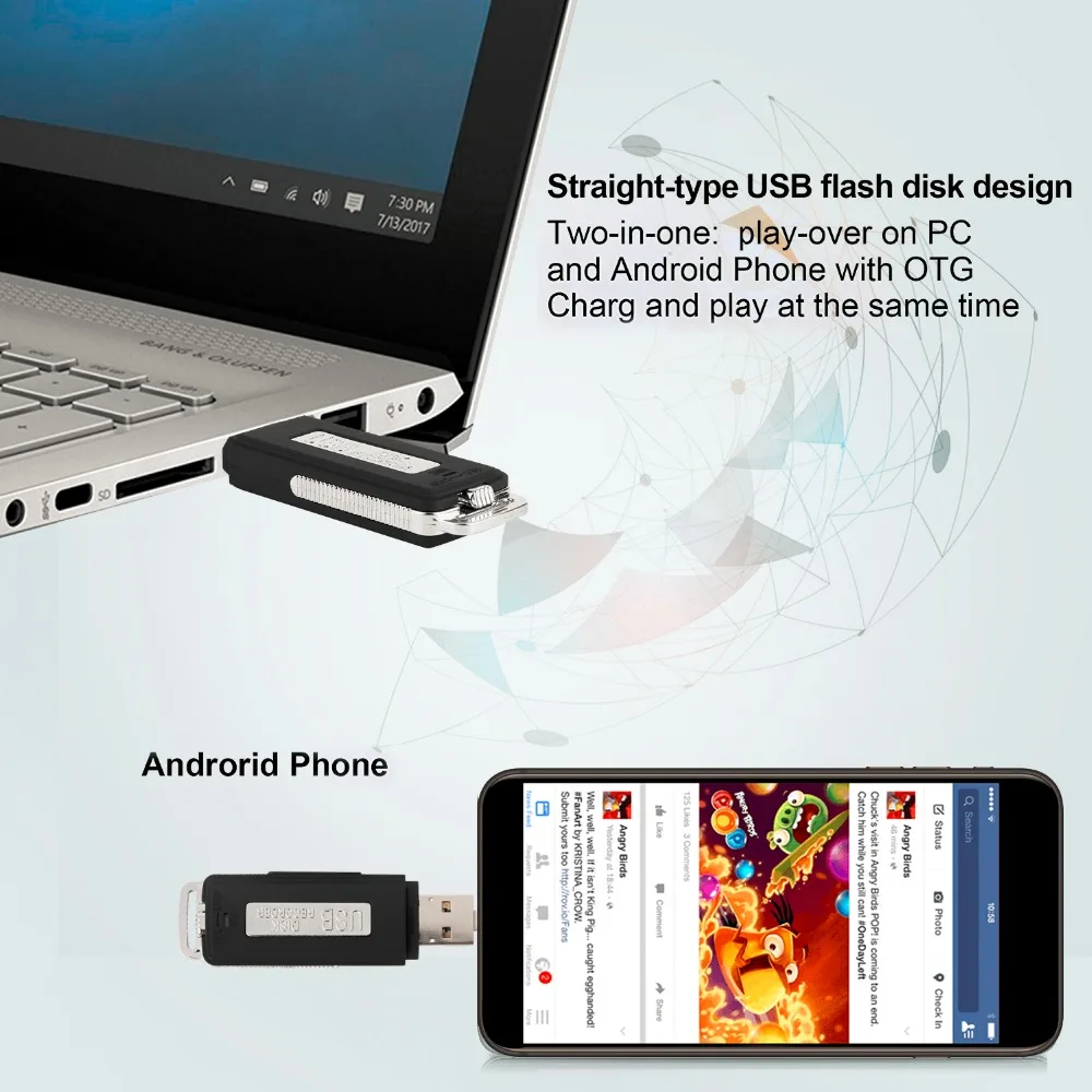 Lgsixe Портативный голос Регистраторы USB Flash Drive 15 часов Срок службы батареи