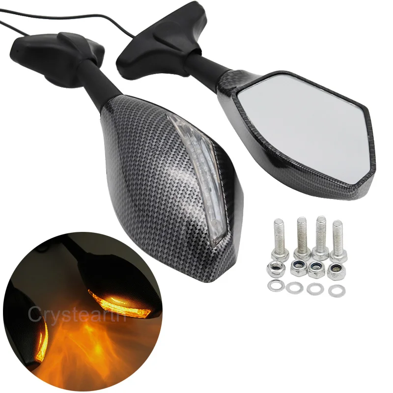 

Motorcycle LED Turn Signals Rear View Mirrors For Kawasaki ZX6R/ZX636/ZX6RR 1998-2004, ZX10R 2004-2005, Ninja 250R 500R 650R