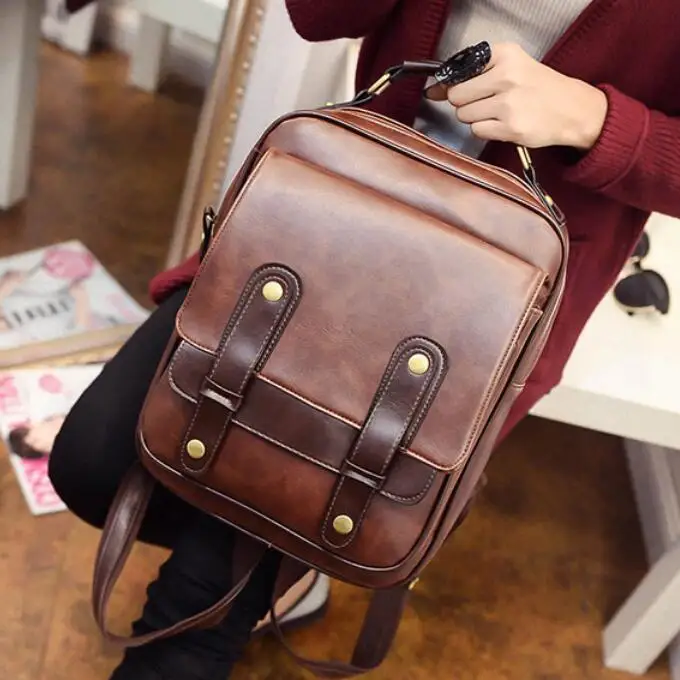 Women Backpack Brown Anawisare, винтажные женские рюкзаки из искусственной кожи, школьные сумки для подростков, девочек, рюкзаки для ноутбука, дорожная сумка, Mochila Feminina - Цвет: Women Backpack Brown