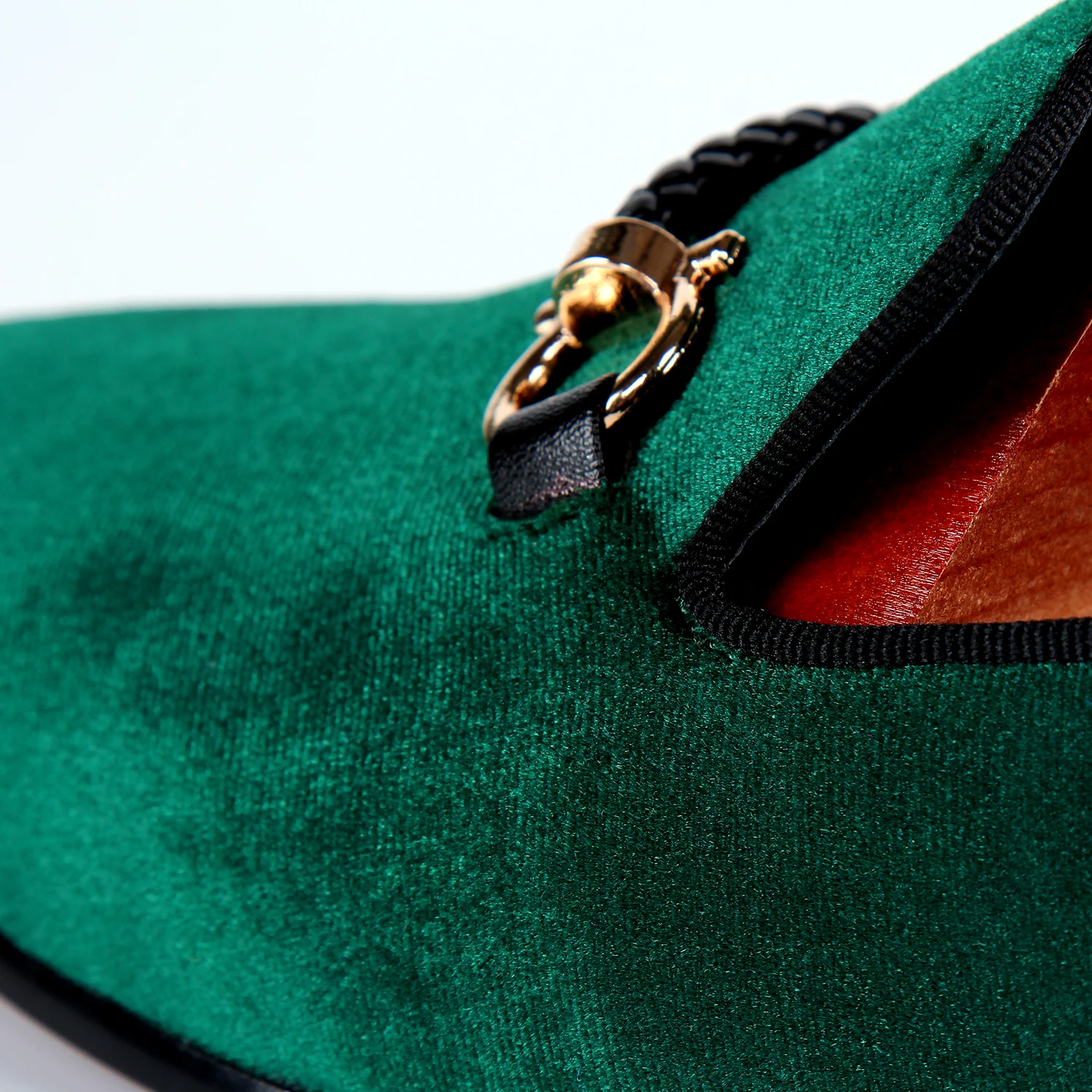 Мужские классические туфли зеленые бархатные лоферы обувь плетеные на ремешке с