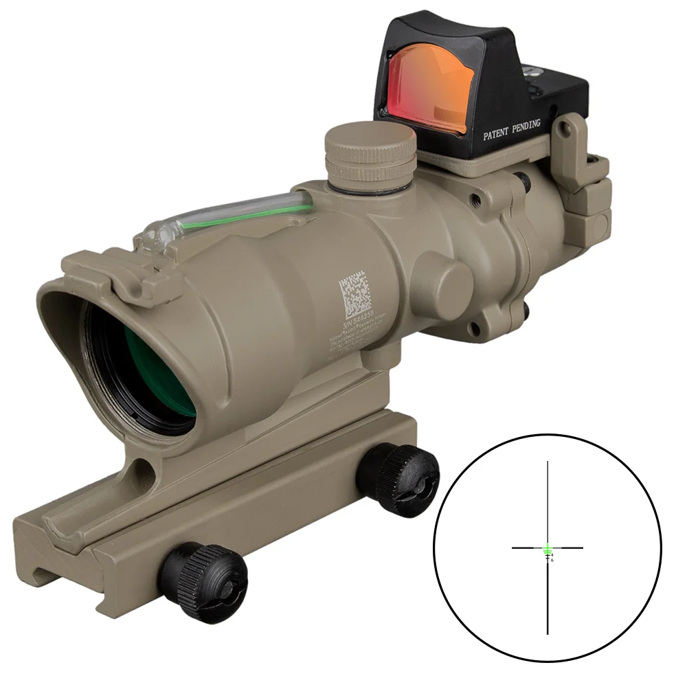 Acog 4x32 зеленый источник волокна реальный оптоволоконный прицел W/Rmr микро красная точка зрения с маркировкой стояк Охота 5 цветов - Цвет: FW3-ACOG-220