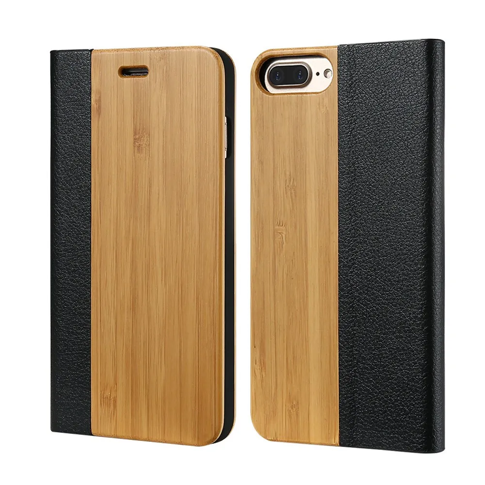 Kisscase Флип-кошелек для iPhone 6 6S 7 8 Plus Cover Ретро натуральный корпус из натурального дерева для iPhone 6 6S 7 8 Plus X 10 Case чехол на айфон 6 чехол на айфон 7 8 чехол на айфон 6s plus чехлы на айфон 6 plus - Цвет: Bamboo