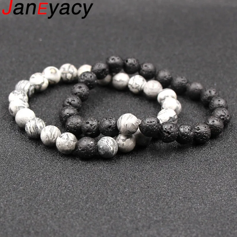 Женский браслет из натуральных камней классический черный с бусинами