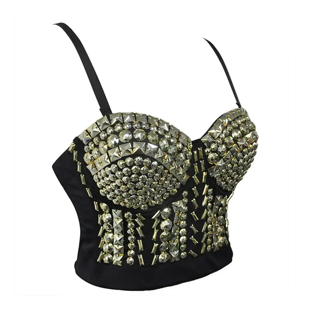 Обхват талии SECRET вечерние Серебристые Overbust заклепки украшения бюстье топы со