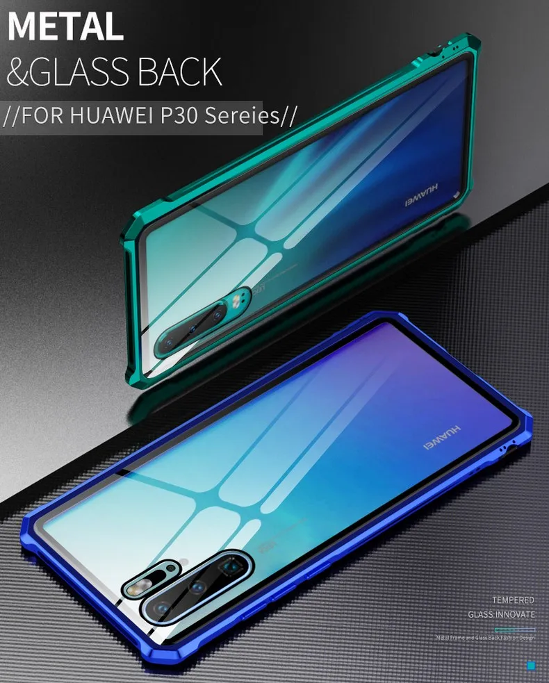 Для huawei P30 Pro роскошный противоударный чехол металлический бампер для huawei P30 чехол P30 удобный телефонный Футляр закаленного Стекло задняя крышка