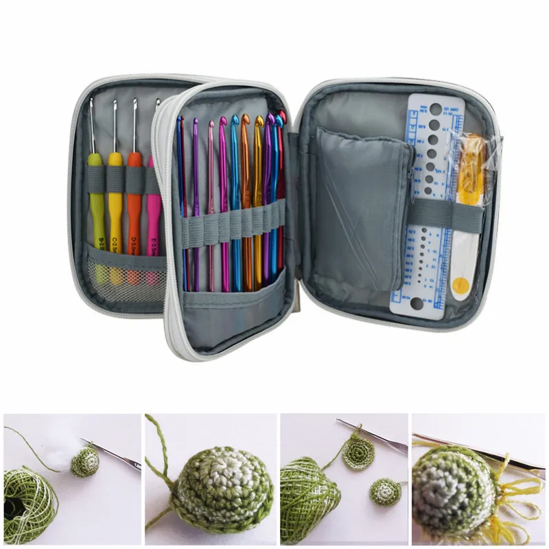 91 шт. Алюминиевые крючки для вязания крючком Набор цветных игл набор одежды