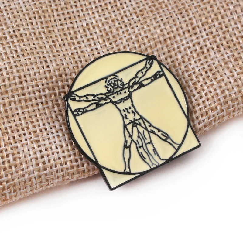 Da Vinci's Painting Vitruvian Man Enamel Pins Brooch for Women Men Badge Jewelry | Украшения и аксессуары