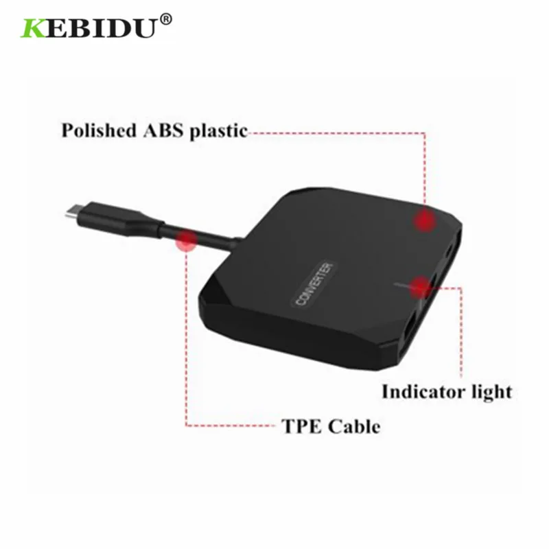 KEBIDU usb хаб Type c для 3 портов USB 0 HUB 4K * 2K папа мама адаптер зеркального экрана
