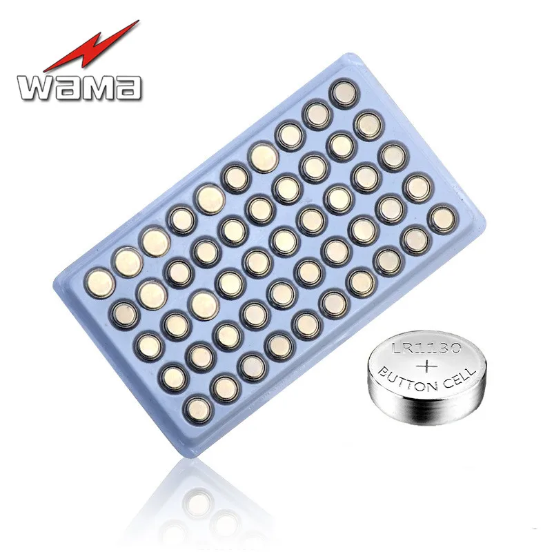 Кнопочные батарейки WAMA AG10 1,55 в, 70 мАч, батарейки LR1130 LR54 389 SR113 189, щелочные лампы, Электронная батарея, новинка