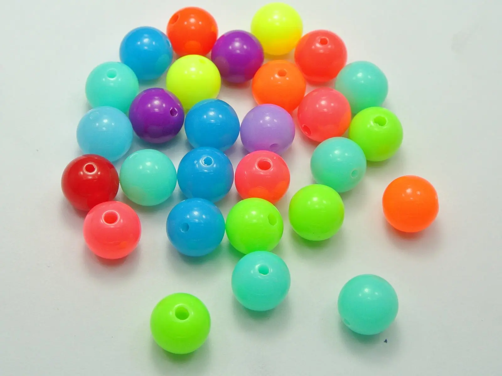 

100 Mixed Neon Color Acrylic Round Beads 12mm Smooth Ball