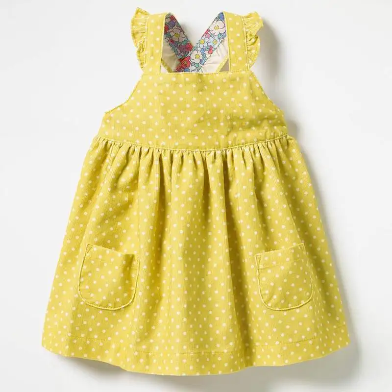 Q0055 Thick Autumn Little maven/вельветовый сарафан с оборками для маленьких девочек от 18 месяцев до 7 лет осеннее нарядное элегантное платье-комбинация для маленьких девочек осенняя одежда - Цвет: Q0055 Thick Autumn