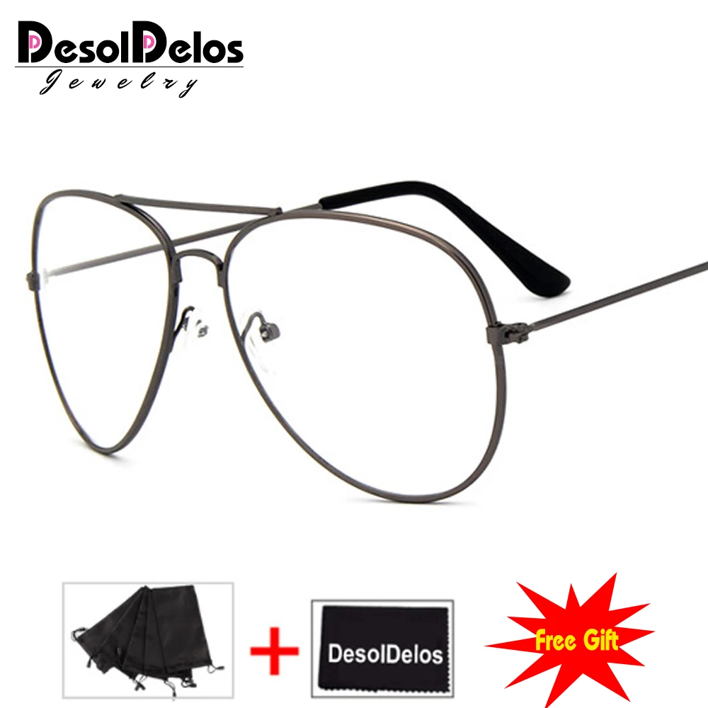 Прозрачные очки в стиле ретро металлические Золотые для близорукости женские и