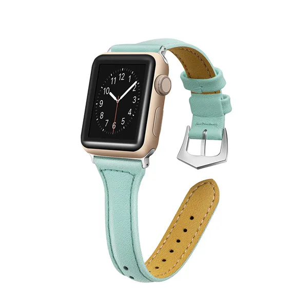 Duck green Кожаный ремешок для Apple ремешок 38 мм 42 мм сменный браслет на запястье для iwatch серии 4 3 2 144 мм/40 мм умные аксессуары - Цвет ремешка: Duck green