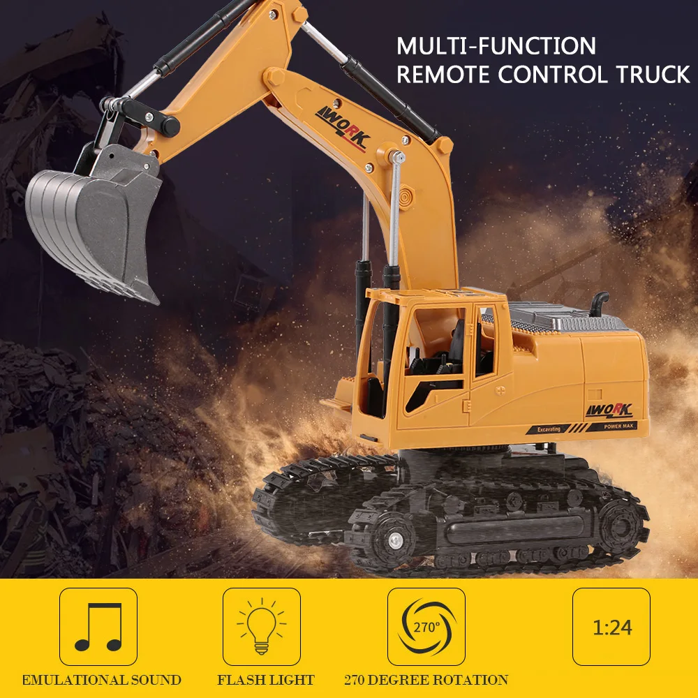 1/24 RC экскаватор литой Сплав Металлический строительный трактор 2 4 ГГц 8CH