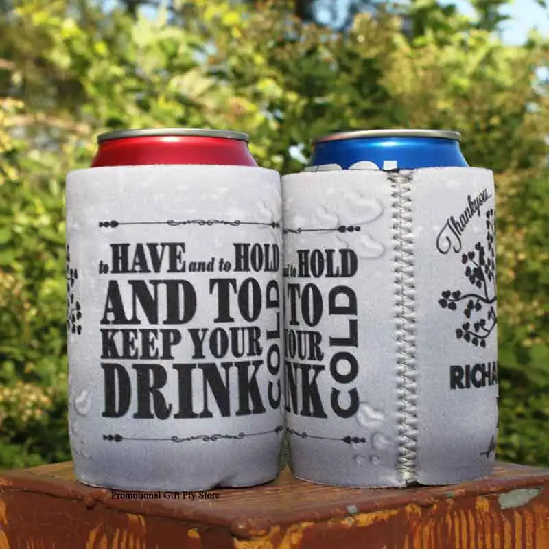300pcs Custom Logo Neoprene Stubbie Coolers  With Solid Base Beer Can Cooler Wedding Gift Customize Beer Can Cooler Holder