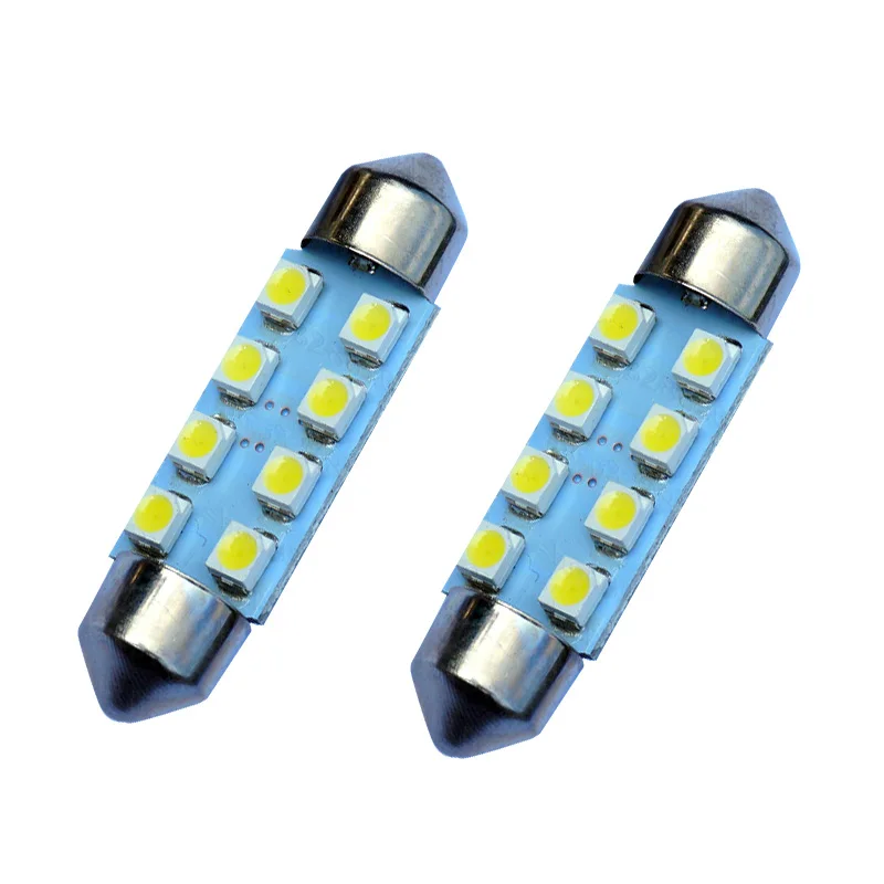 100 шт./лот Автомобильный интерьер Festoon C5W 8 SMD LED 31 мм 36 39 41 белый 3528 1210 8smd 8led Dome Lamp Bulb