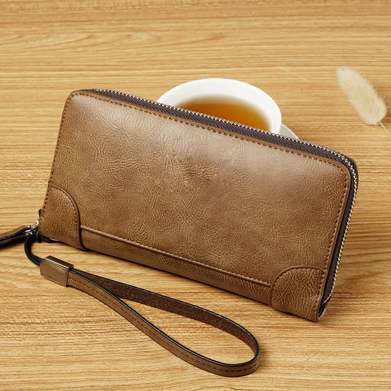 Мужские кошельки DULIN винтажный клатч на молнии из искусственной кожи отделение