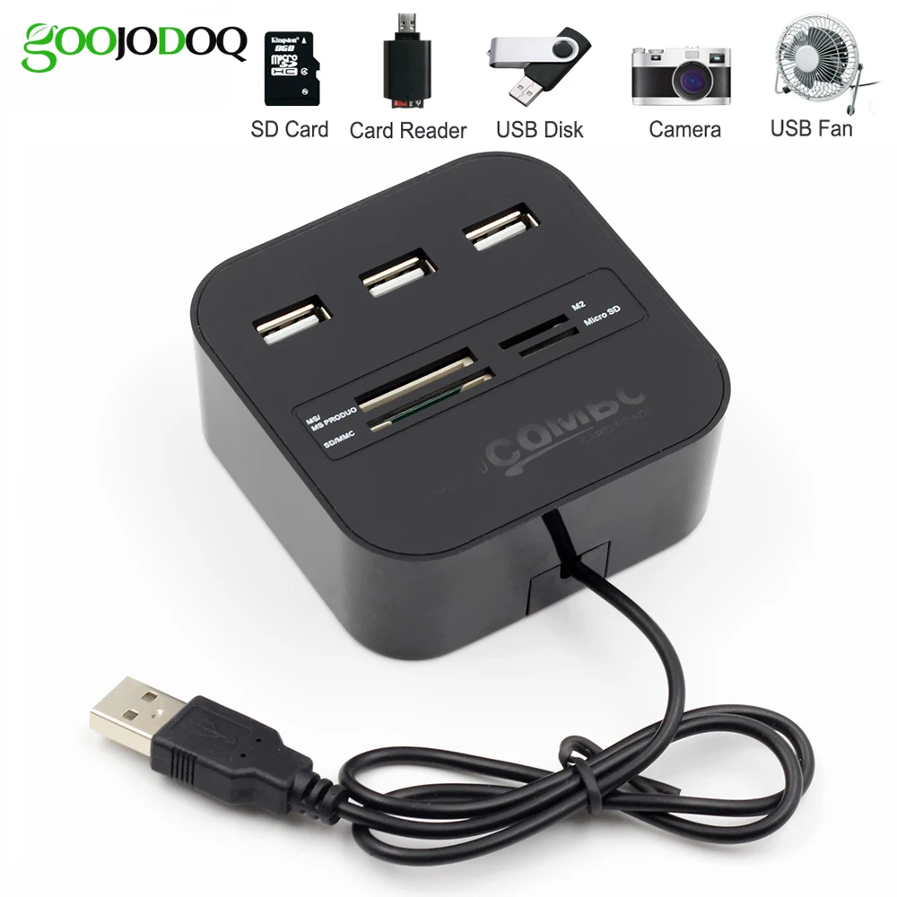 USB Hub 2 0 SD/TF Card Reader устройство чтения карт GOOJODOQ многопортовый usb адаптер 3 Порты и