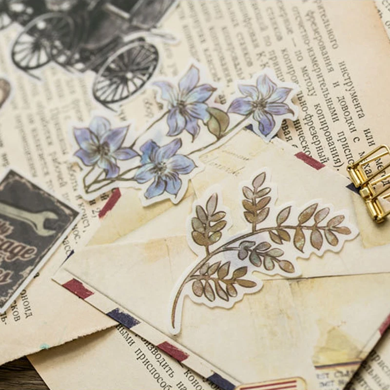 60 шт./лот винтажная Автомобильная растительная бабочка Васи бумажная наклейка