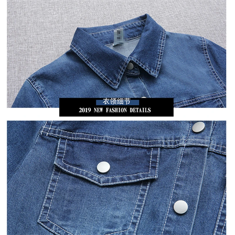 Весна Осень 2019 женское повседневное джинсовое платье с длинным рукавом Женские