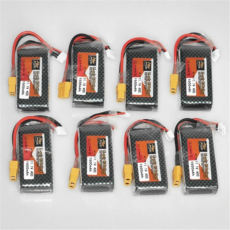 ZOP Мощность 8 шт. LiPo Батарея 11 1 V 1500 Mah 3 S 40C Max 60C T XT60 Разъем для RC Дрон Квадрокоптер