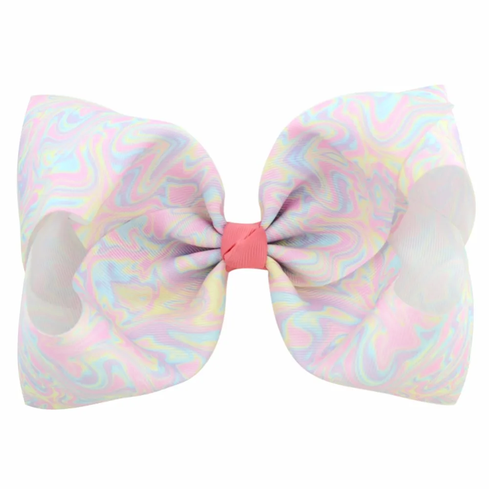 Модная 8 дюймовая заколка с большим бантом и принтом бабочки в горошек радужная