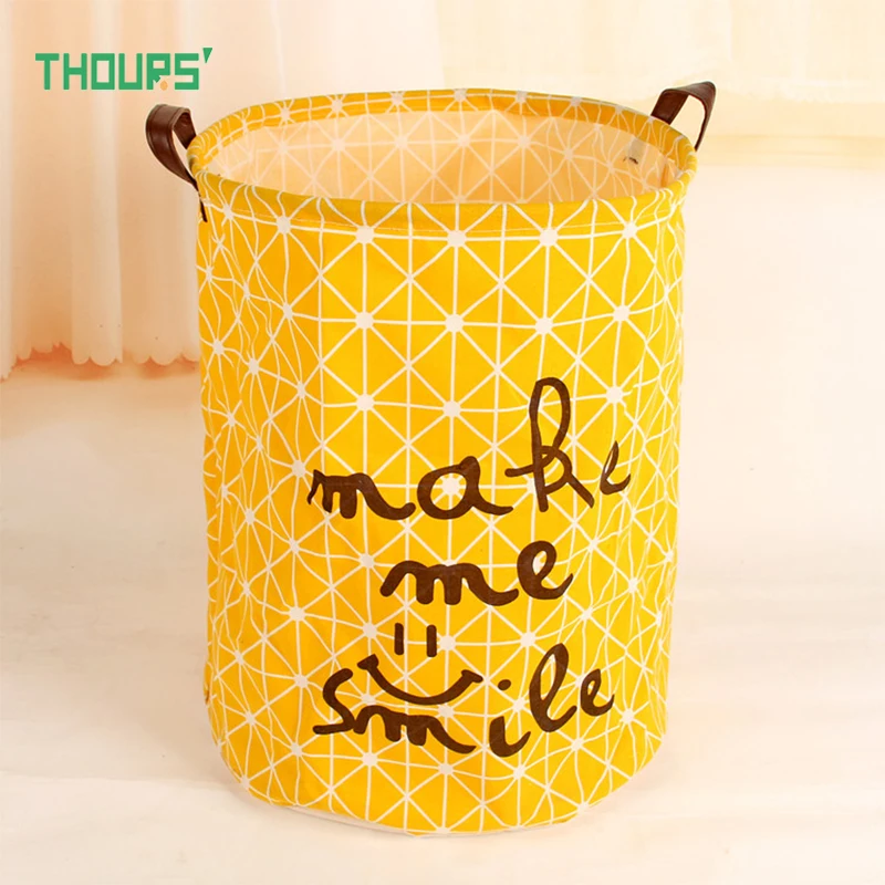 

Thours Folding Canvas Laundry Basket Dirty Clothes Storage Hamper Kids Toys Organizer Barrel Home Sundries Storage Bin