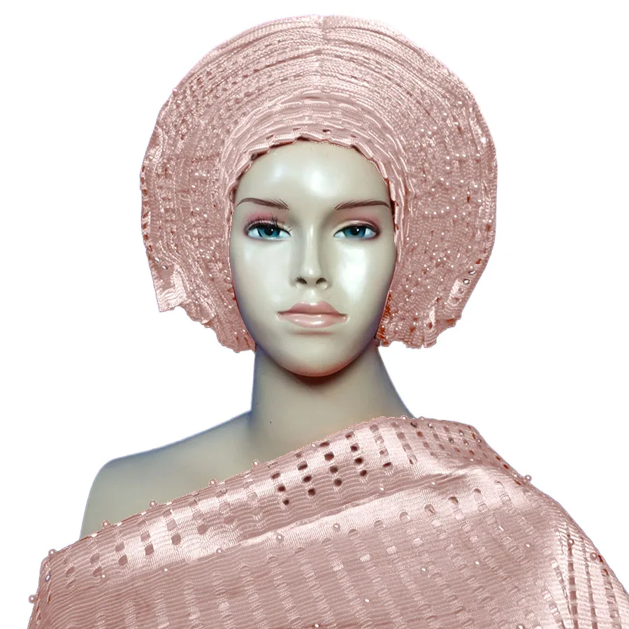 2018 оптовая продажа aso oke gele с бусинами ipele для африканских женщин|Африканская