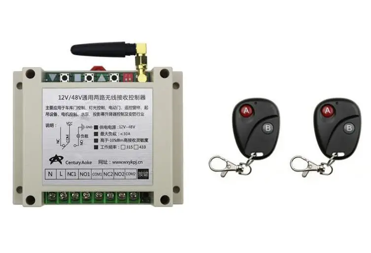 Горячая Фабрика Универсальный DC12V 24V 36V 48V 10A 2CH 2Channe радио дистанционное управление