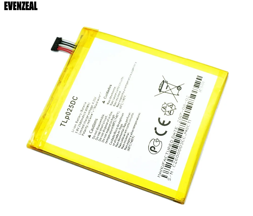 EVENZEAL 1 шт. 3 8 в аккумулятор для телефона Alcatel One Touch Pixi 4 6 0 OT 8050 8050D 9001D 9001A 9001X TLP025DC 2580mAh