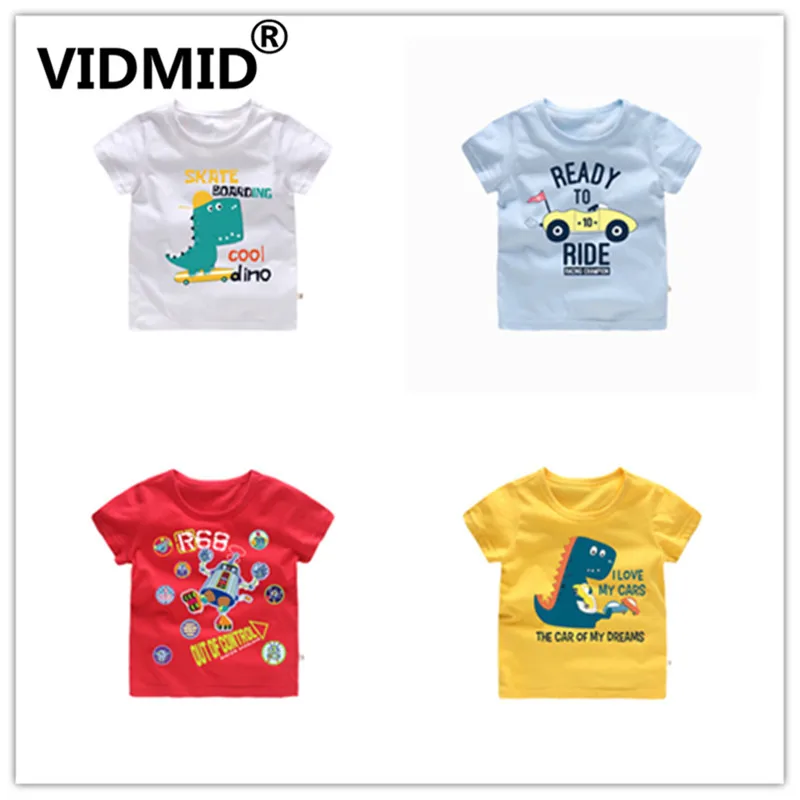 VIDMID/детская футболка для мальчиков одежда для малышей летние топы для маленьких мальчиков, футболки с машинками, хлопковая одежда с героями мультфильмов От 1 до 6 лет, 4018, 32