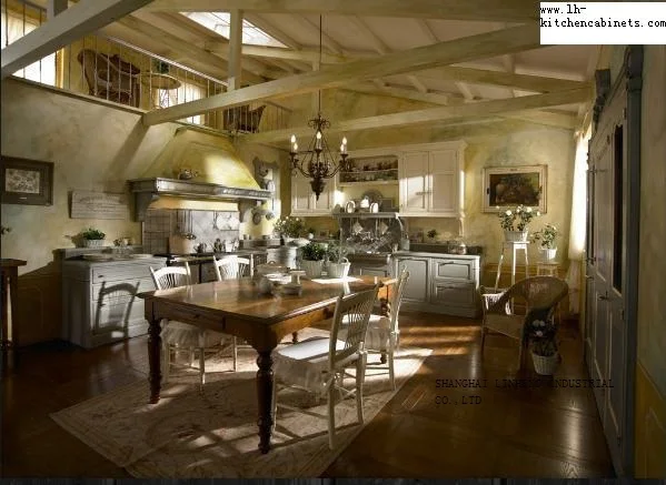 

Antique style solid wood kitchen cabinets(LH-SW001)