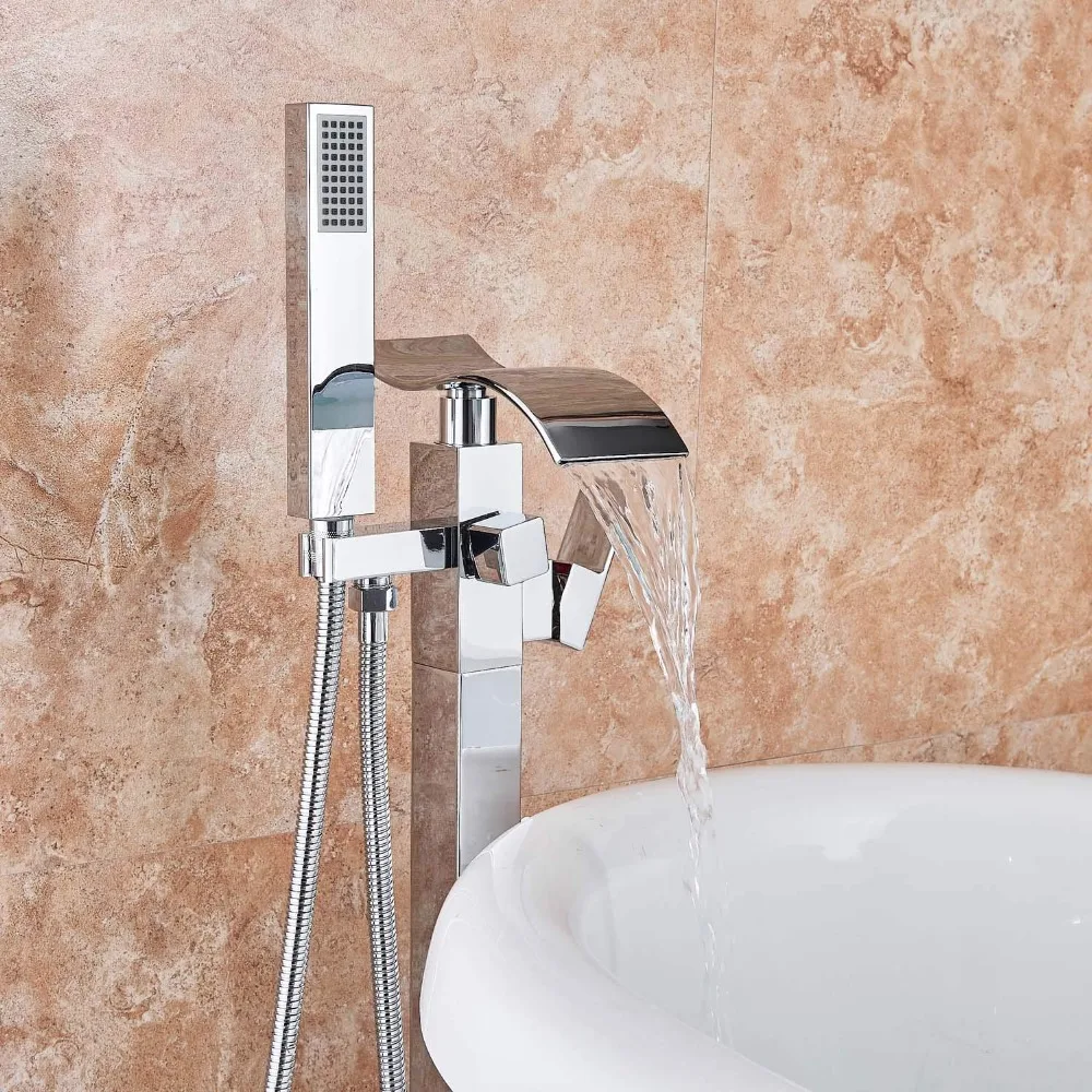 Ванная комната напольная хромированная ванна кран Водопад Носик ручной душ