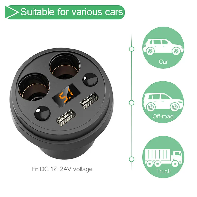 Автомобильное зарядное устройство многофункциональный дисплей напряжение 3.1A 2