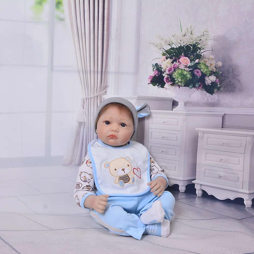 Silicone Newborn Babies Doll with Cloth Body 22 Inch Baby Toy For Kids Reborn Toys Playmate Bebe Handmade |