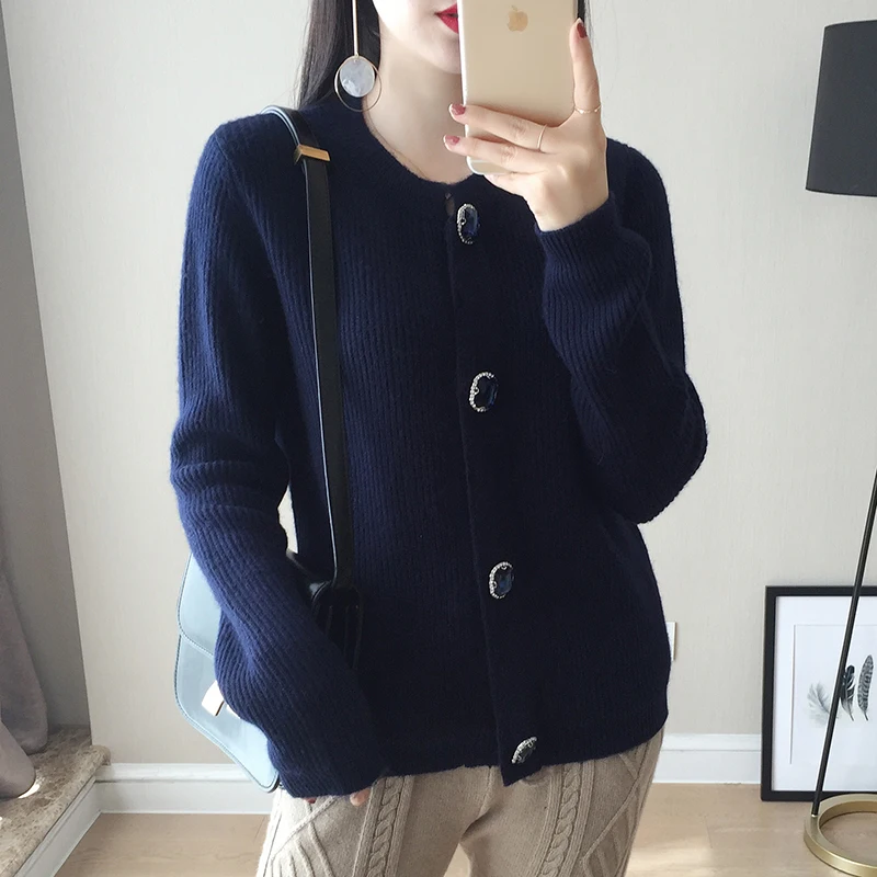 2018 новый вязаный кашемировый смешанный женский свитер кардиган осень зима